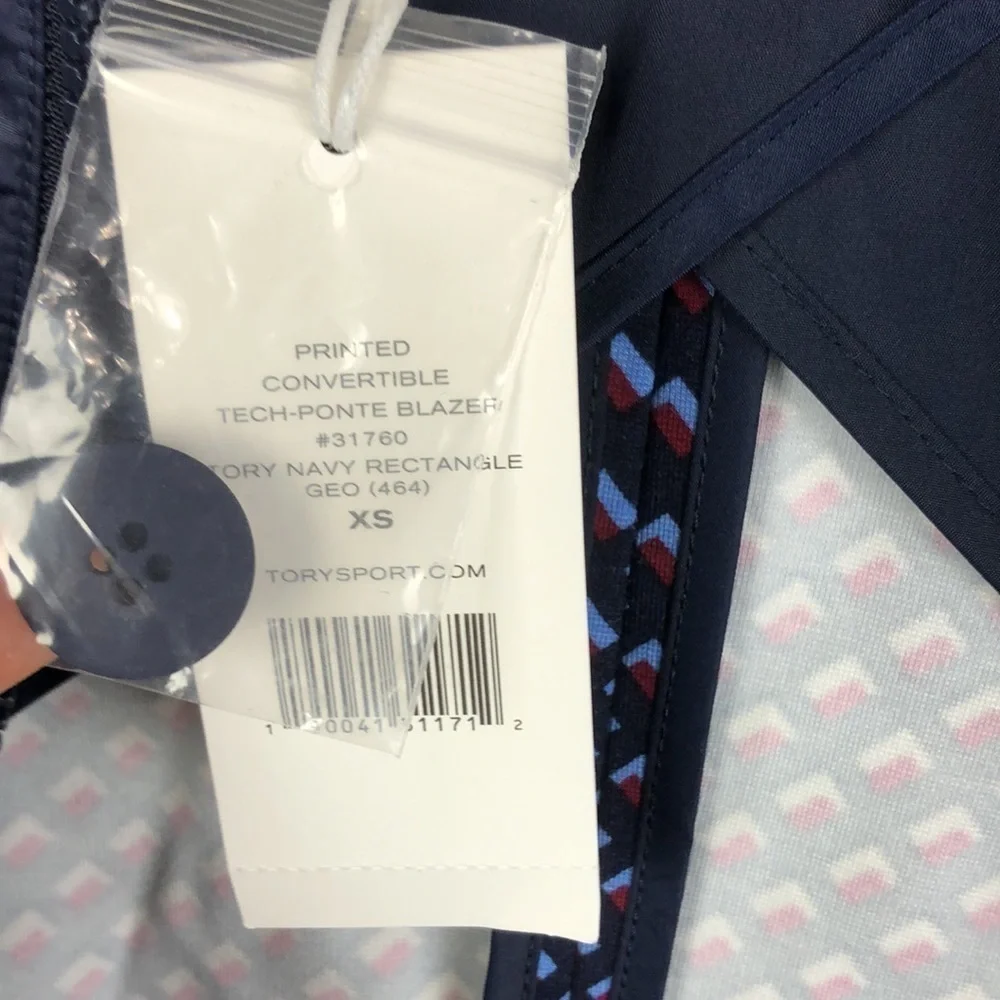 NEW Tory Burch x Tory Sport Printed Convertible Tech Pointe Geometric Blazer